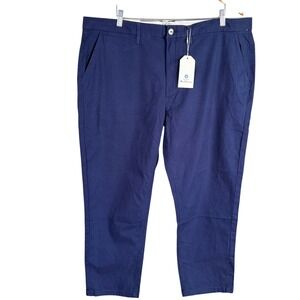 Ben Sherman Slim Fit Chino Pants Mens Actual 42x28 Navy Blue Stretch Cotton NEW